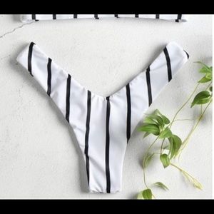 Black and white striped bathing suite bottoms